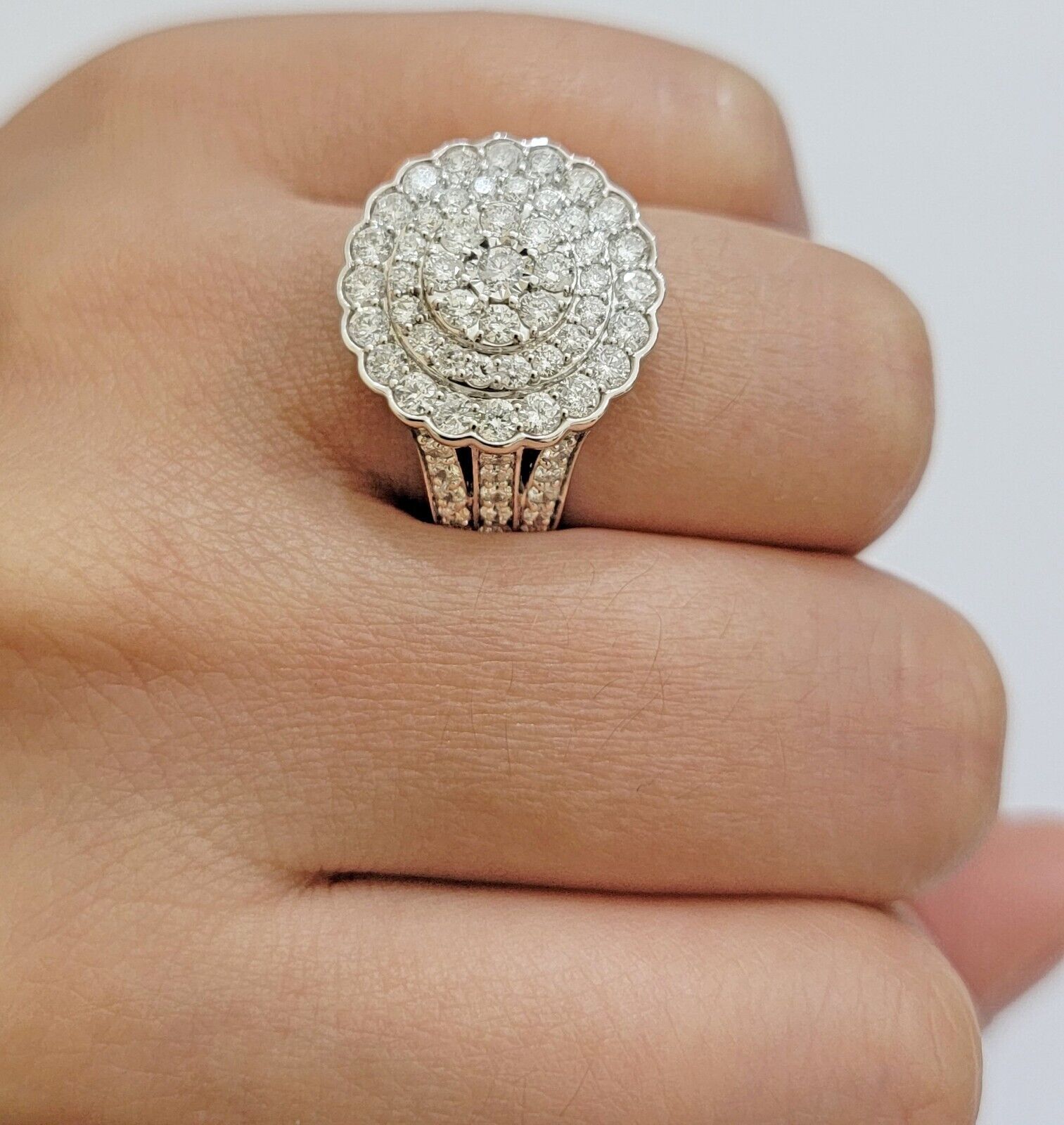 10k White Gold Diamond Ring Ladies 2CT Wedding Engagement Women Solid Band REAL - GoldenlinQ